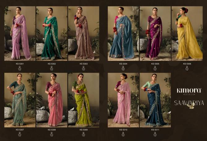 Saawariya By Kimora Fancy Fabric Wedding Wear Saree Catalog